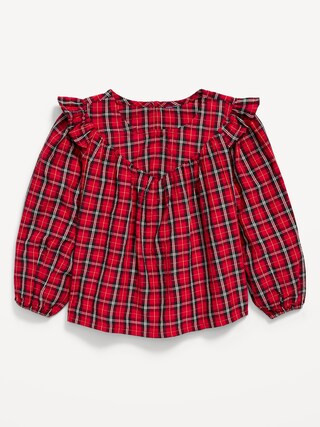 Ruffle-Trim Plaid Seersucker Top for Toddler Girls | Old Navy (US)