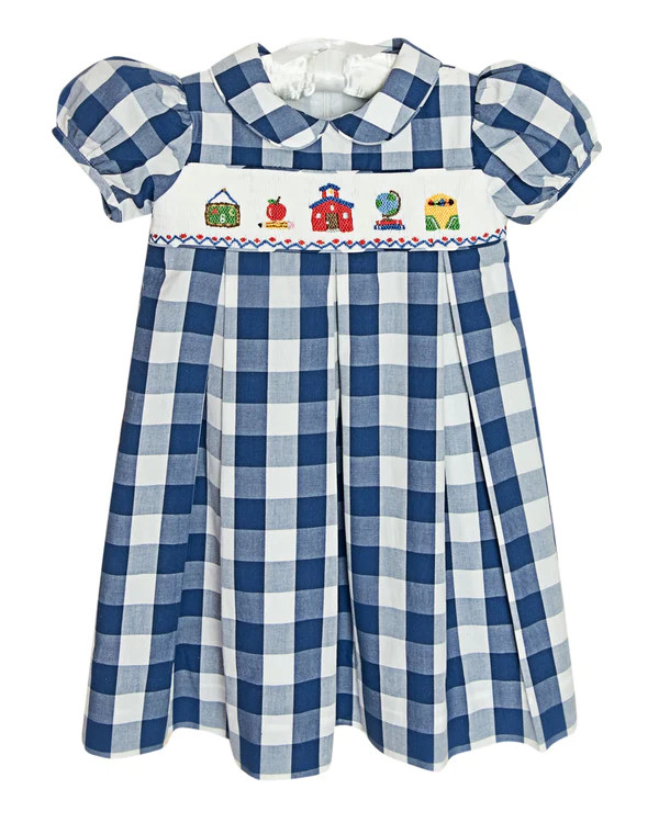 School Supplies Smocked Buffalo Check Dress | Smockingbird Kids