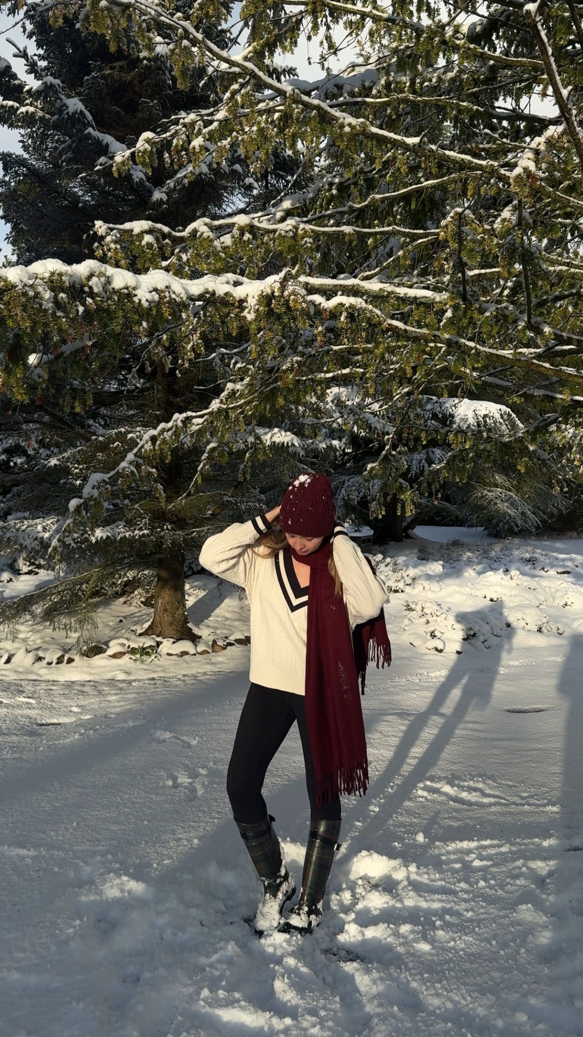 Tala V Neck Cricket Jumper and Burgundy Scarf! 

#mango #tala 

#LTKuk #LTKstyletip #LTKwinter