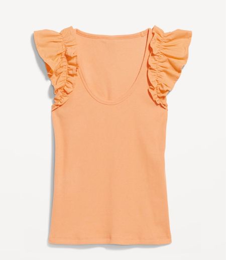 Ruffle sleeve top at Old Navy that is perfect for summer!! Lightweight top for summer!! 