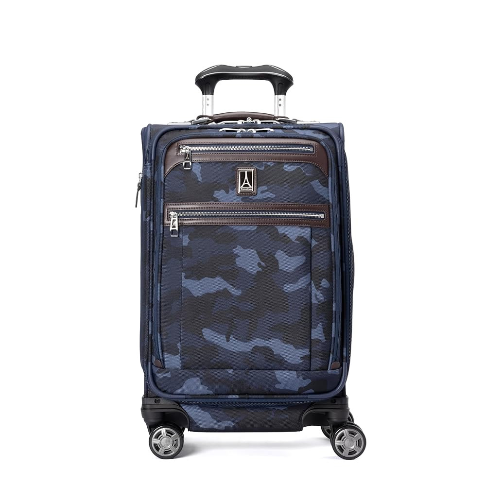 Travelpro Platinum Elite Softside Expandable Carry on Luggage, 8 Wheel Spinner Suitcase, USB Port, Suiter, Men and Women, Navy Camouflage, Carry On 21-Inch | Amazon (US)