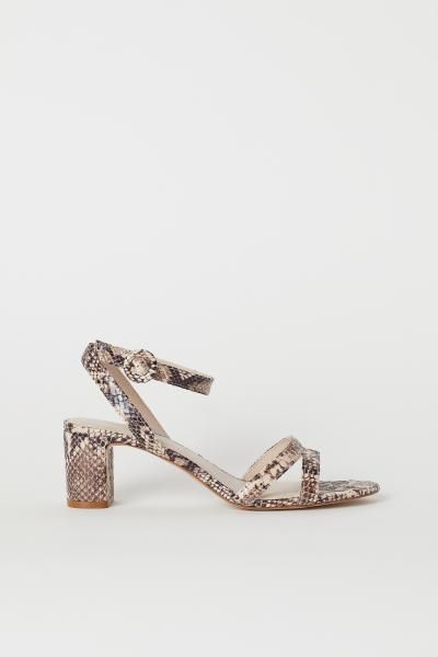 Sandals - Beige/snakeskin-patterned - Ladies | H&M US | H&M (US + CA)