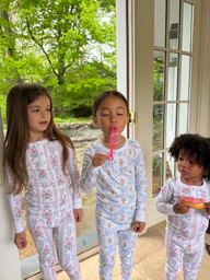 Roller Rabbit x Hill House Kids Pajamas - Pink Monkey Block Stripe | Hill House Home US