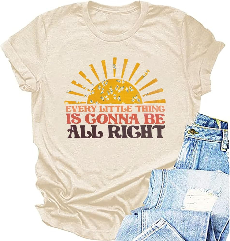 Every Little Thing is Gonna Be Alright Shirt Women Country Music Tshirt Hippie Gift Shirt Vintage... | Amazon (US)