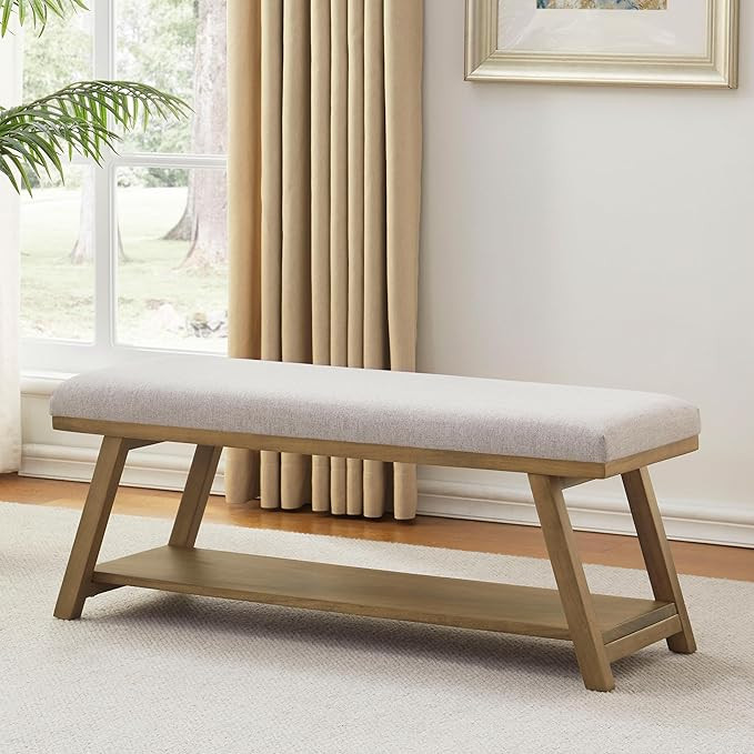 45" Entryway Bench Upholstered Storage Bench for Bedroom Shoe Rack Bench for Living Room, Hallway... | Amazon (US)