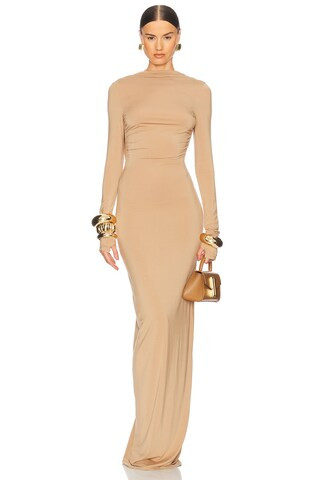 Jersey Backless Maxi Dress in Nude | Revolve Clothing (Global)