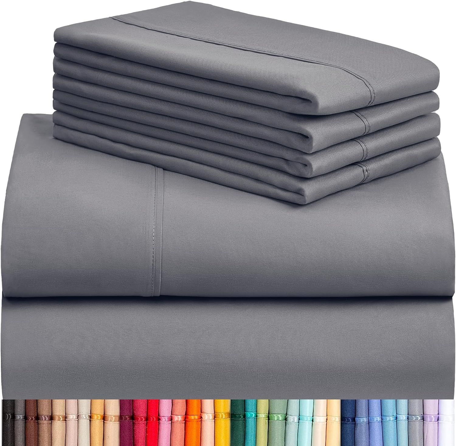 LuxClub 6 PC Queen Sheet Set, Rayon Made from Bamboo Bed Sheets, Deep Pockets 18" Eco Friendly Wr... | Amazon (US)