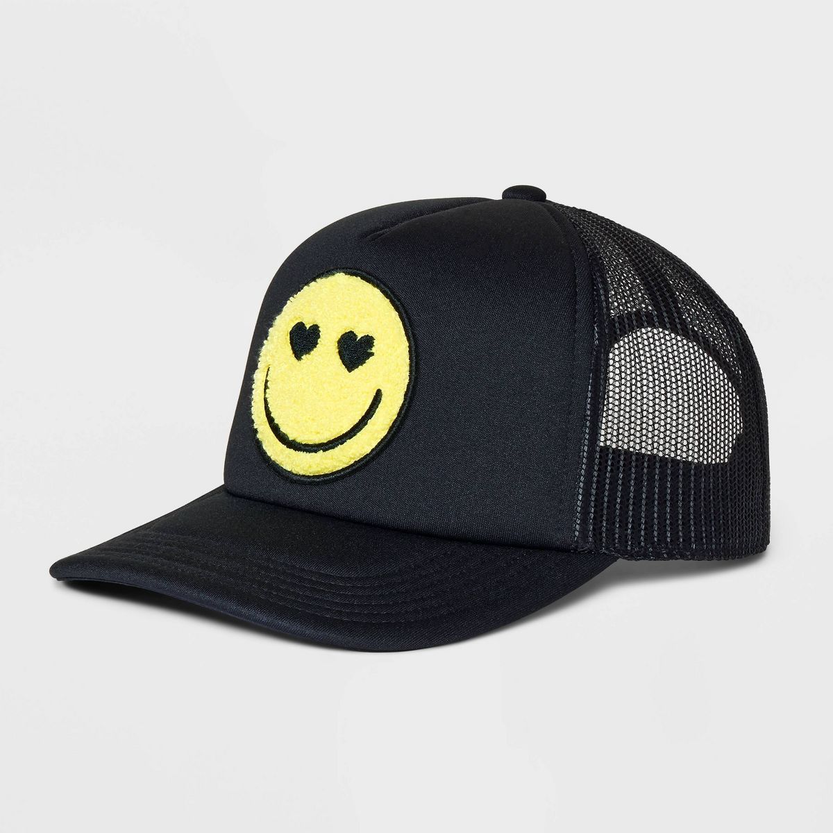 Smiley Face Trucker Hat - Mighty Fine Black | Target