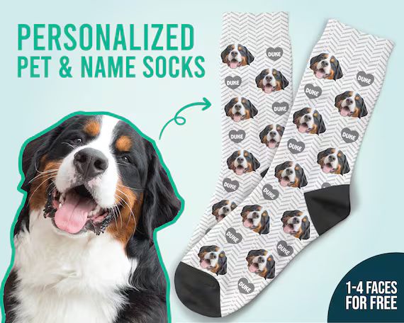 Custom Pet & Name Socks , Personalized Socks, Custom Pet Face Socks, Dog Socks, Pet Lovers, Chris... | Etsy (US)