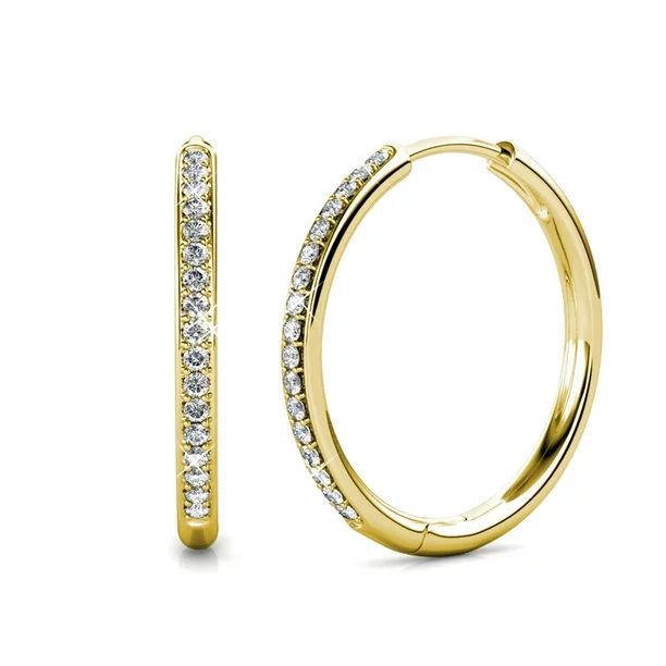 Cate & Chloe Bianca 18k Yellow Gold Women's Hoop Earrings | Women's Crystal Earrings | Gift for H... | Walmart (US)