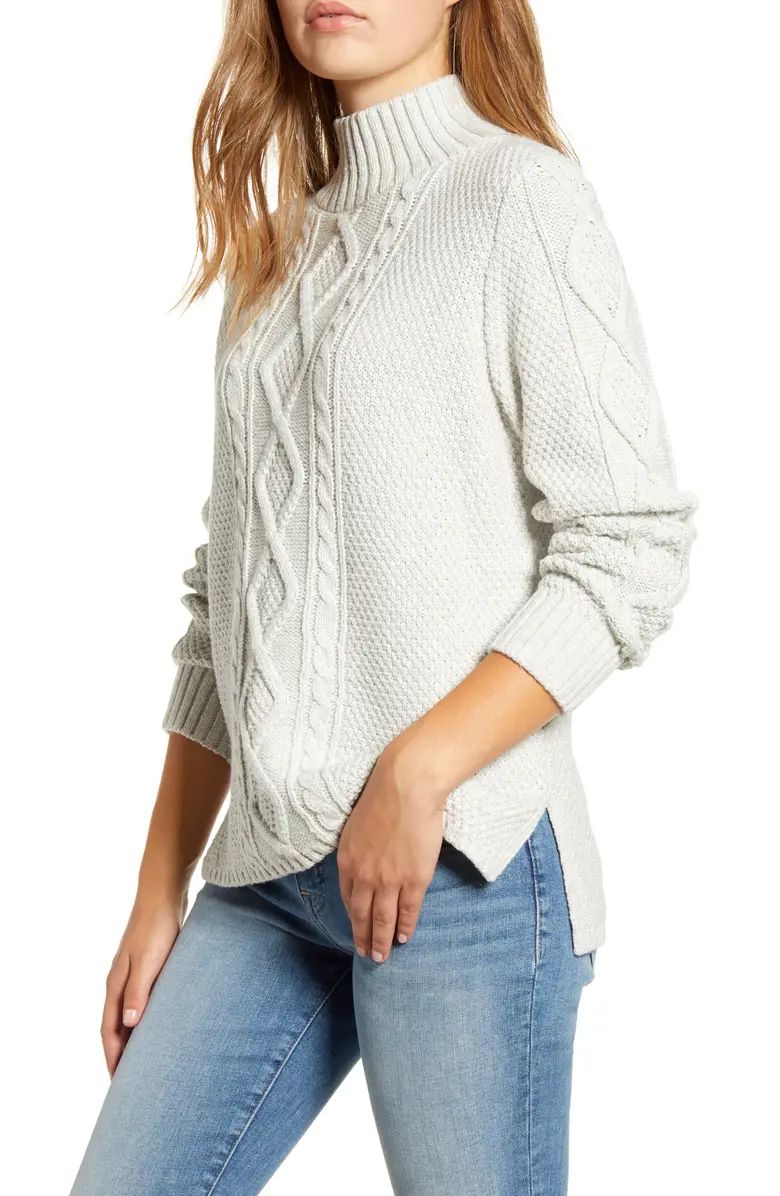 Cable Knit Turtleneck Cotton & Wool Blend Sweater | Nordstrom