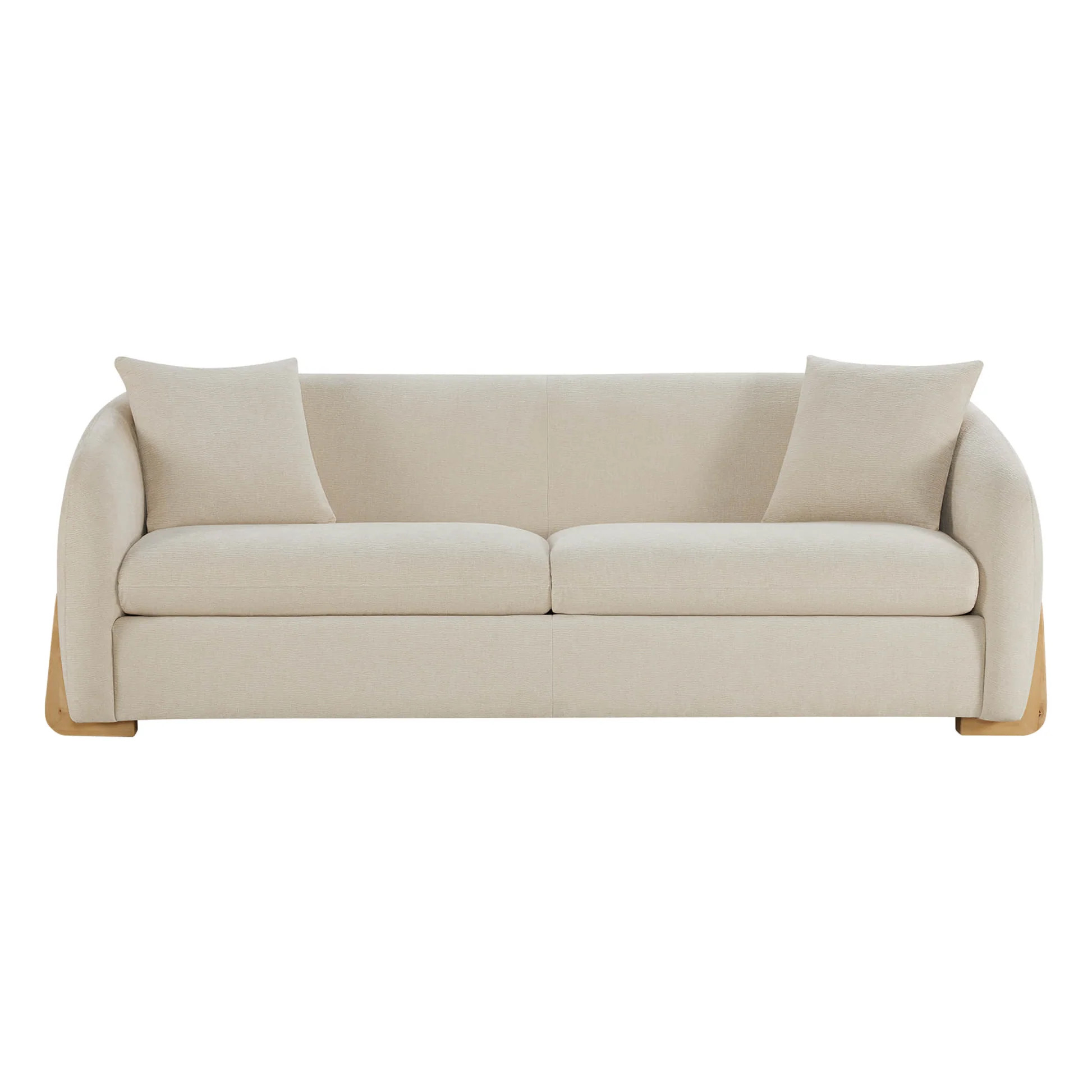 Modern Curved Chenille Sofa – Solid Birch Wood Legs & Plush Comfort | Chita