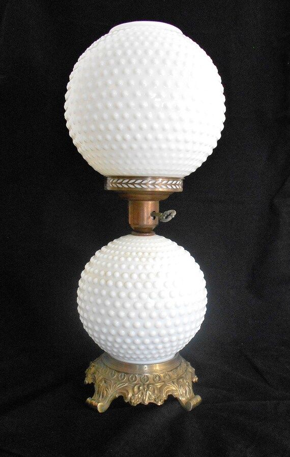 Vintage Hobnail Milk Glass Double Globe Table Lamp | Etsy (US)