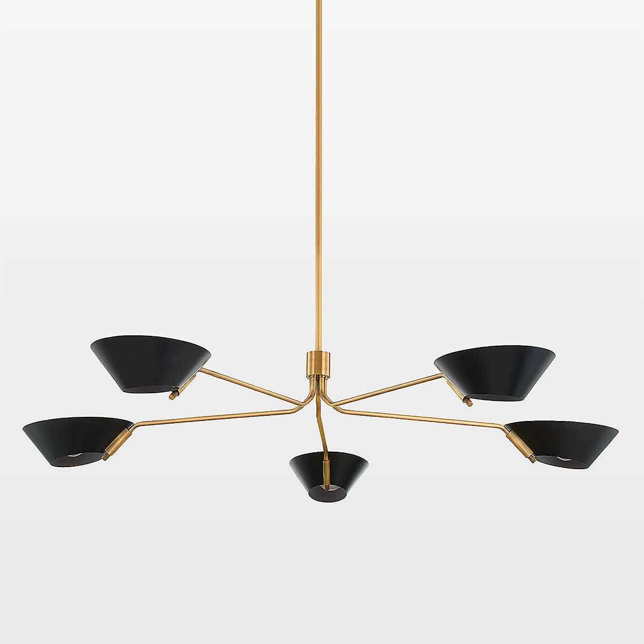 Tomar 3-Light Brass & Black Shade Chandelier Light | Crate & Barrel | Crate & Barrel