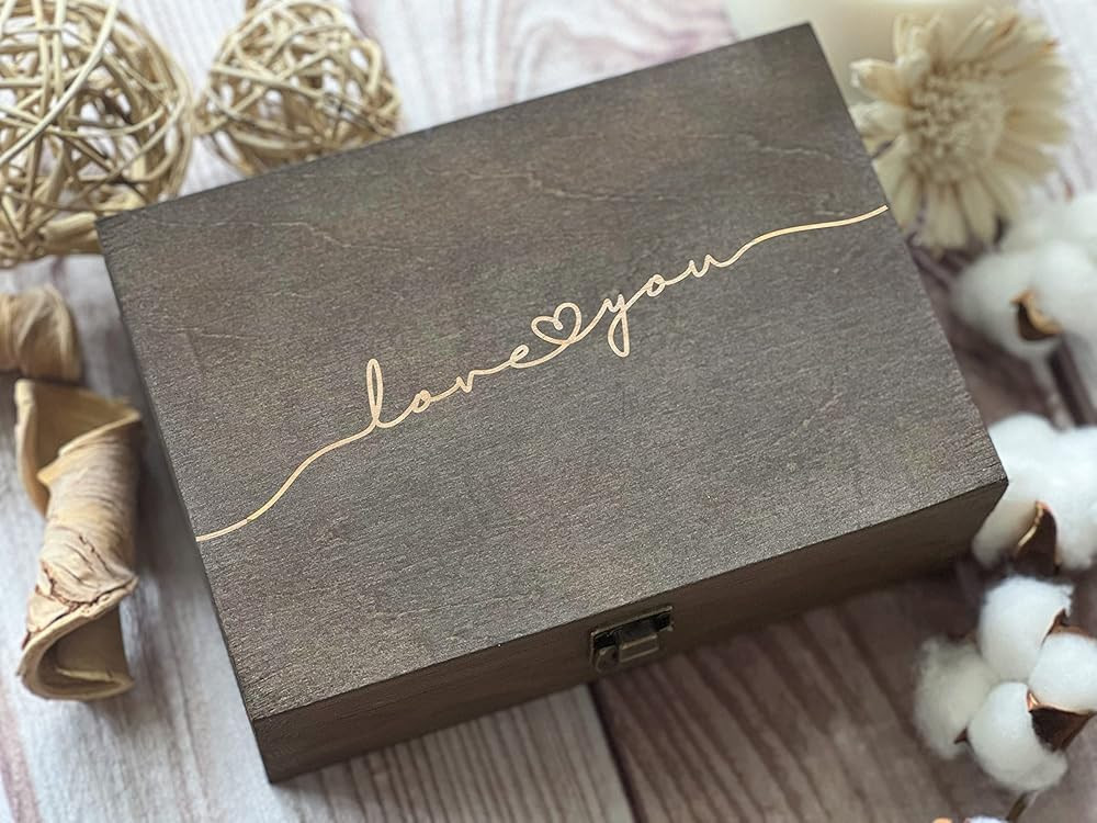 Love You Memory Wooden Decorative Box Gift For Wife Wedding Gift For Couples Laser Engraved Custo... | Amazon (US)