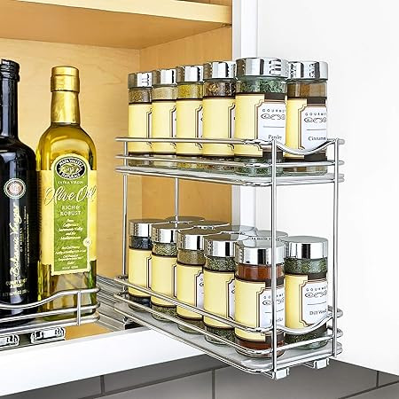 Lynk Professional Slide Out Double Spice Rack Upper Cabinet Organizer, 4-1/4", Chrome | Amazon (US)
