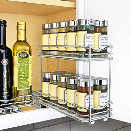 Lynk Professional Slide Out Double Spice Rack Upper Cabinet Organizer, 4-1/4", Chrome | Amazon (US)