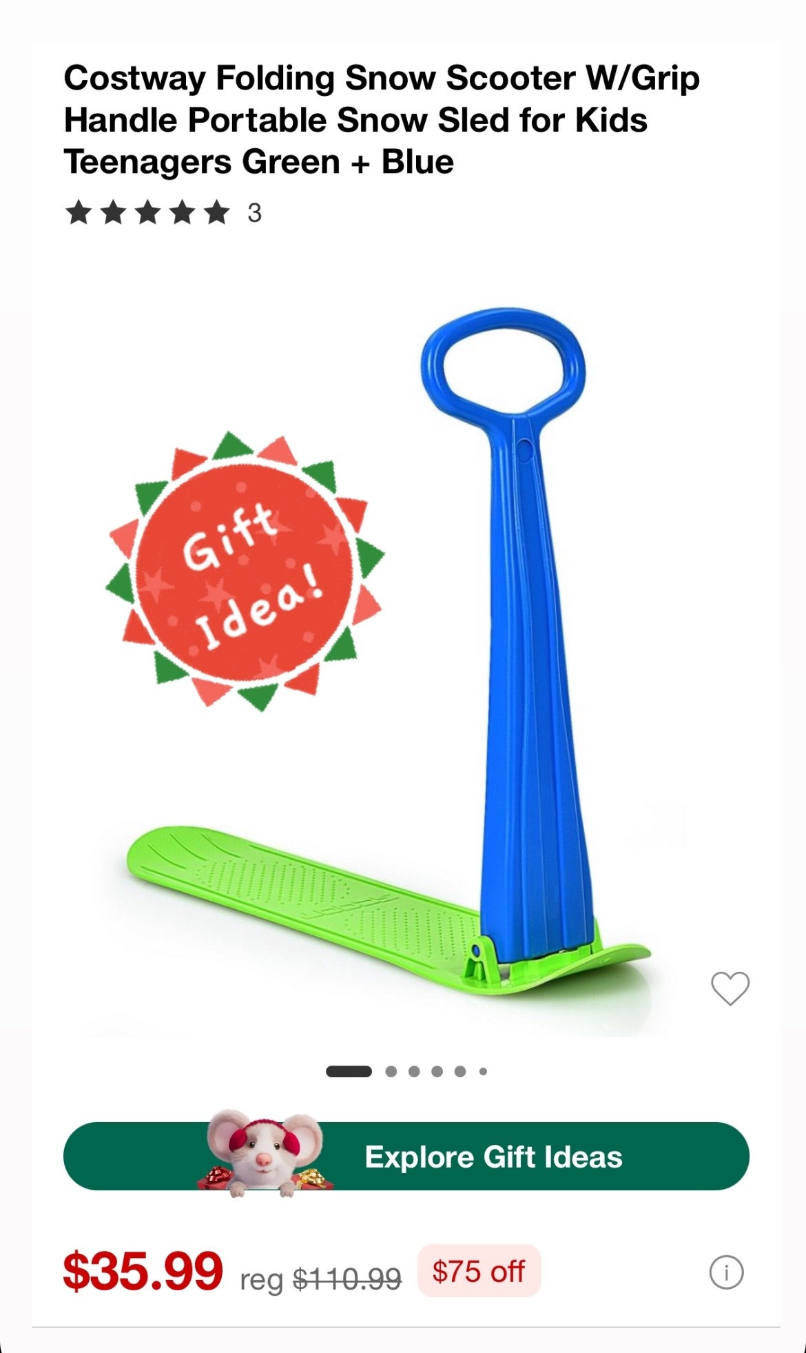 Kids Christmas gift idea!! My kids love these standing snow scooters. They can use them downhill or on flat surfaces. So fun!

Target 
Amazon 
Holiday gift 

#LTKHoliday #LTKGiftGuide #LTKKids