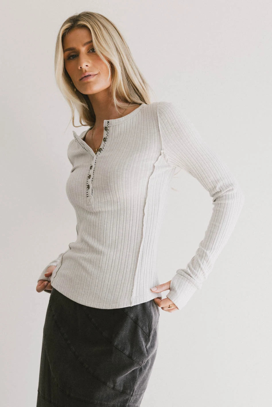 Emmilianne Ribbed Top in Grey | Böhme US
