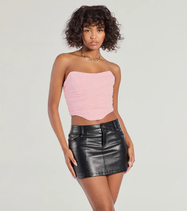 Hit The Streets Strapless Mesh Corset Top | Windsor Stores
