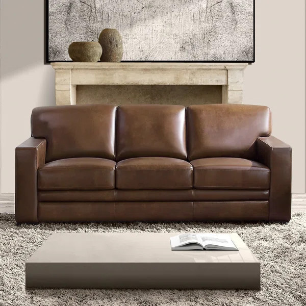 Astoria 83'' Genuine Leather Square Arm Sofa | Wayfair North America
