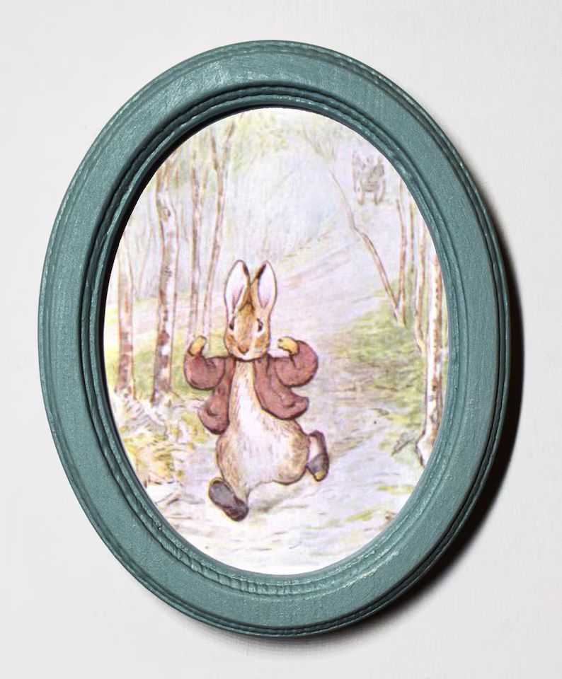Beatrix Potter Oval Wooden Framed Art Print Nursery Picture Wall Hanging Home Decor Plaque Benjam... | Etsy (US)