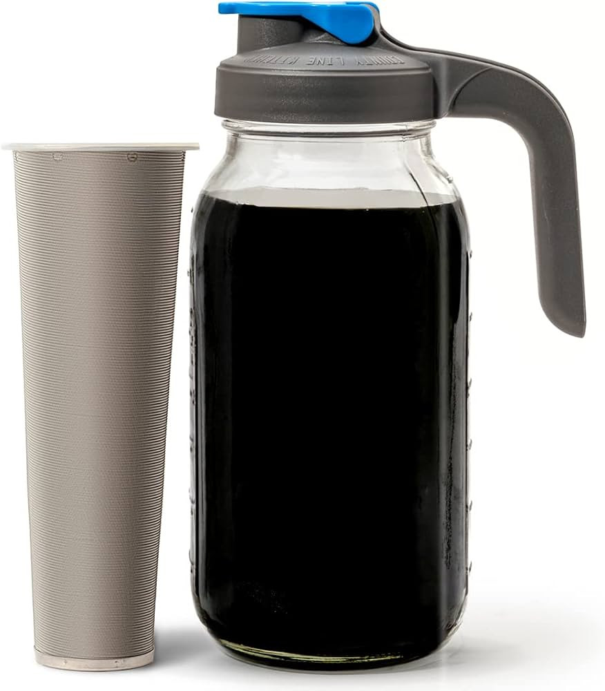 County Line Kitchen Cold Brew Coffee Maker, Mason Jar Pitcher - Heavy Duty Soda Lime Glass w/Stai... | Amazon (US)