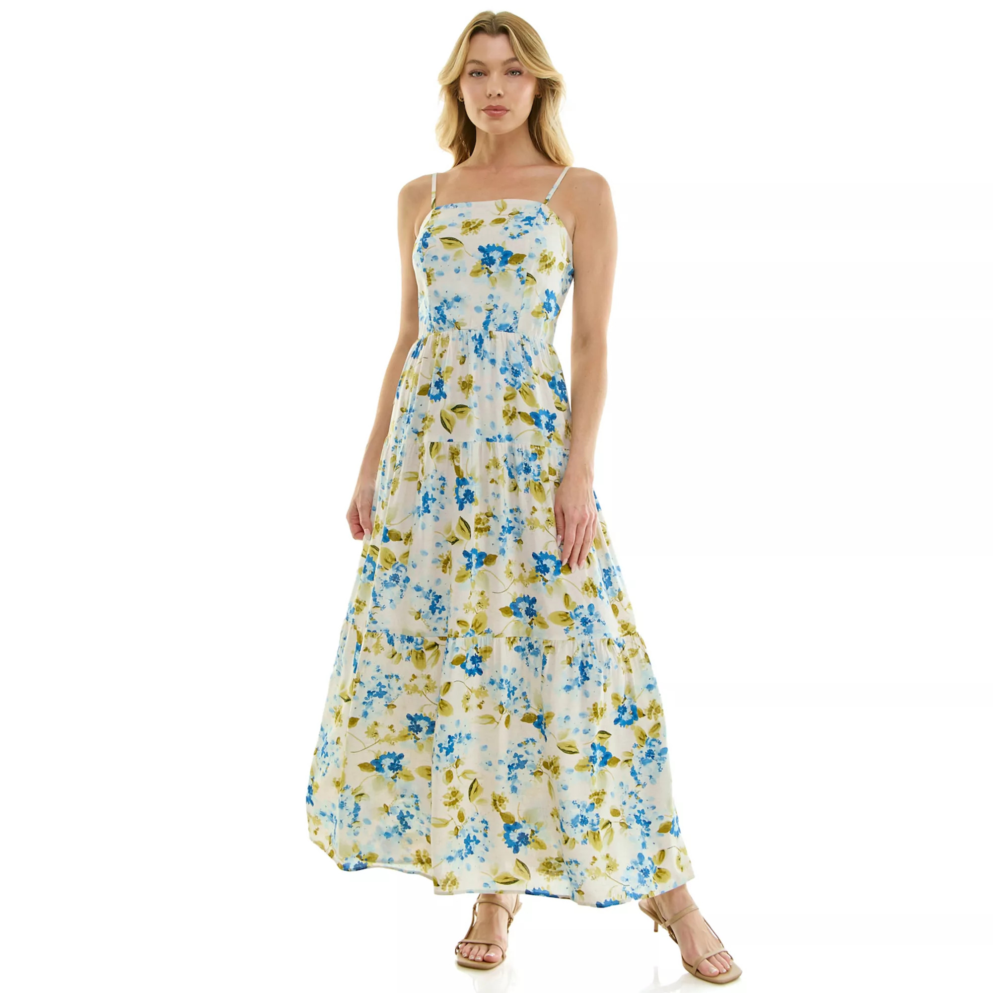 Juniors' Lily Rose Square Neck Cami Tiered Maxi Dress | Kohl's