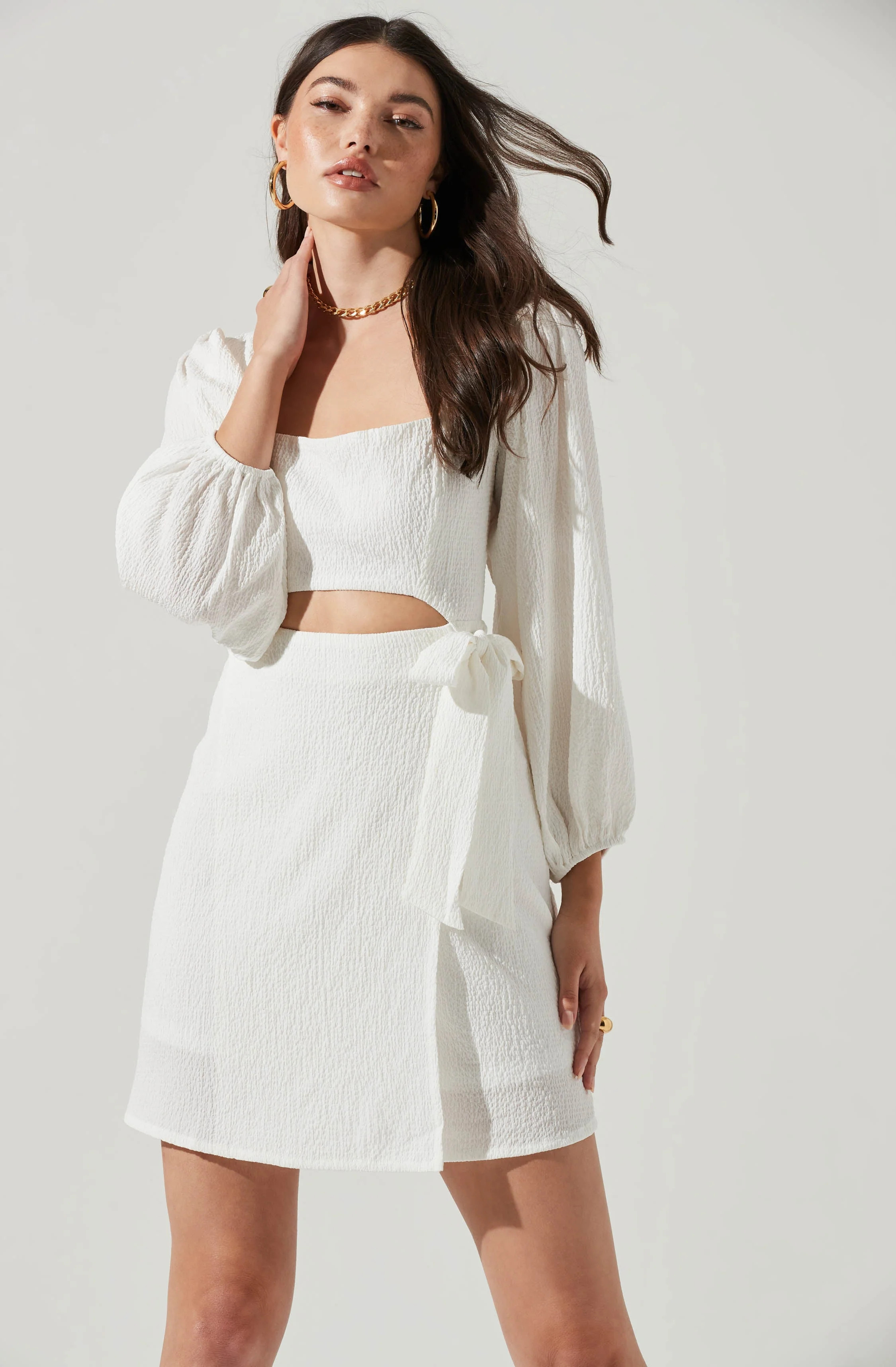 Center Cutout Wrap Skirt Mini Dress | ASTR The Label (US)