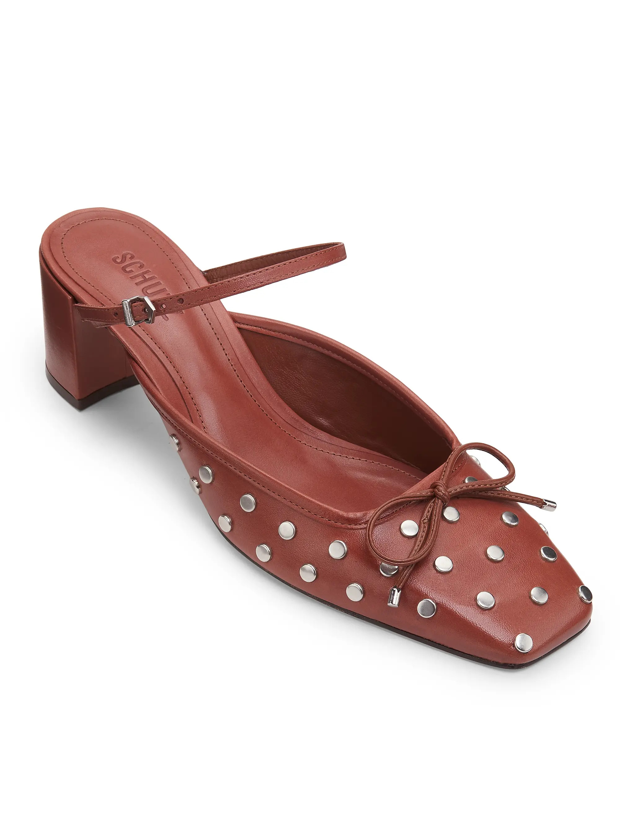 Arissa Studded Leather Block-Heel Mules | Saks Fifth Avenue
