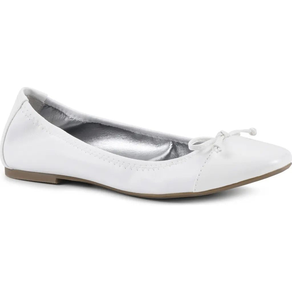White Mountain Footwear Sunnyside II Ballet Flat in White/White/Patent at Nordstrom Rack, Size 9.5 | Nordstrom Rack