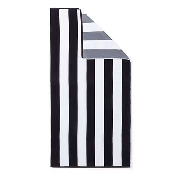 Outdoor Oasis Reversible Cabana Stripe Black And Gray Beach Towel | JCPenney