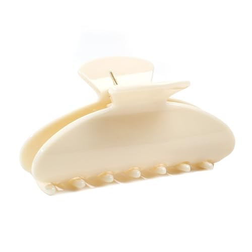 Cloud White Hair Claw Clip for Women, Premium PC Material for Long-Term Use, 4.1 Inch Big Strong Hold No Slip Hair Clips for Thick or Thin Hair, Includes 2 Black Satin Scrunchies | Amazon (US)