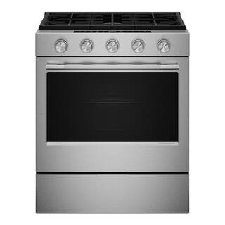 KitchenAid 30 in. 5 Element Slide-In Gas Range in Fingerprint Resistant Stainless Steel with 2-in... | The Home Depot