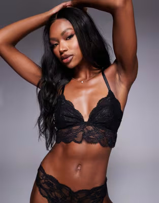 ASOS DESIGN Lola lace longline bralette in black | ASOS | ASOS (Global)