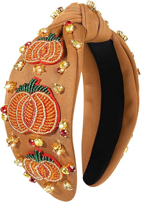 Thanksgiving Fall Headband for Women Thanksgiving Accessories Beaded Turkey Maple Leaf Pumpkin Kn... | Amazon (US)
