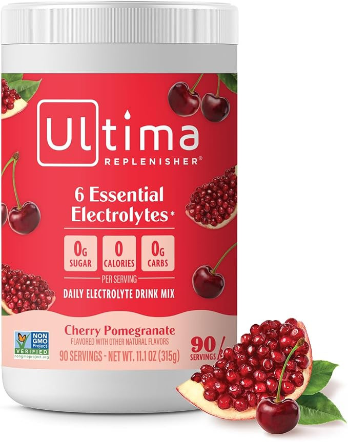 Ultima Replenisher Daily Electrolyte Powder Drink Mix, 90-Serving Canister | Zero Sugar Cherry Po... | Amazon (US)