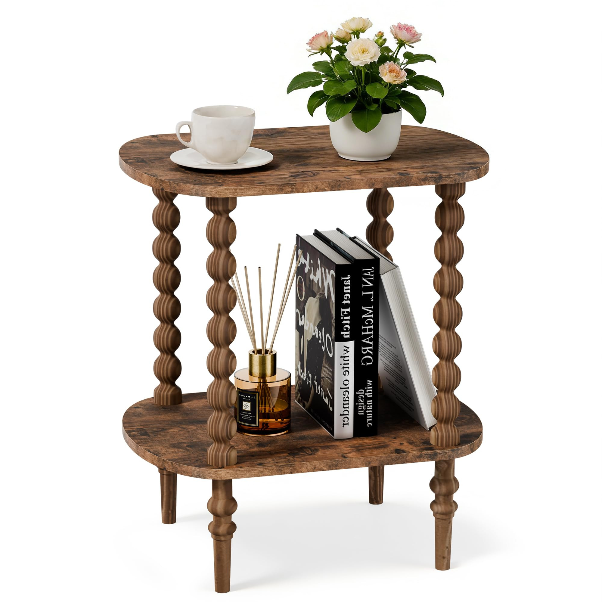 2-Tier Side Table, Small End Table with Storage Shelf for Small Spaces, Modern Bedside Tables for... | Amazon (US)