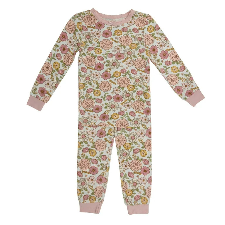 Milkberry Soft Bamboo Pajamas Toddler Pajama Set Girls in Pink Large Flower Pattern - Size 4T | Walmart (US)