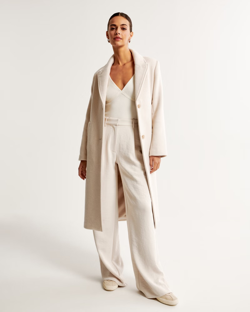 Wool-Blend Tailored Topcoat | Abercrombie & Fitch (US)