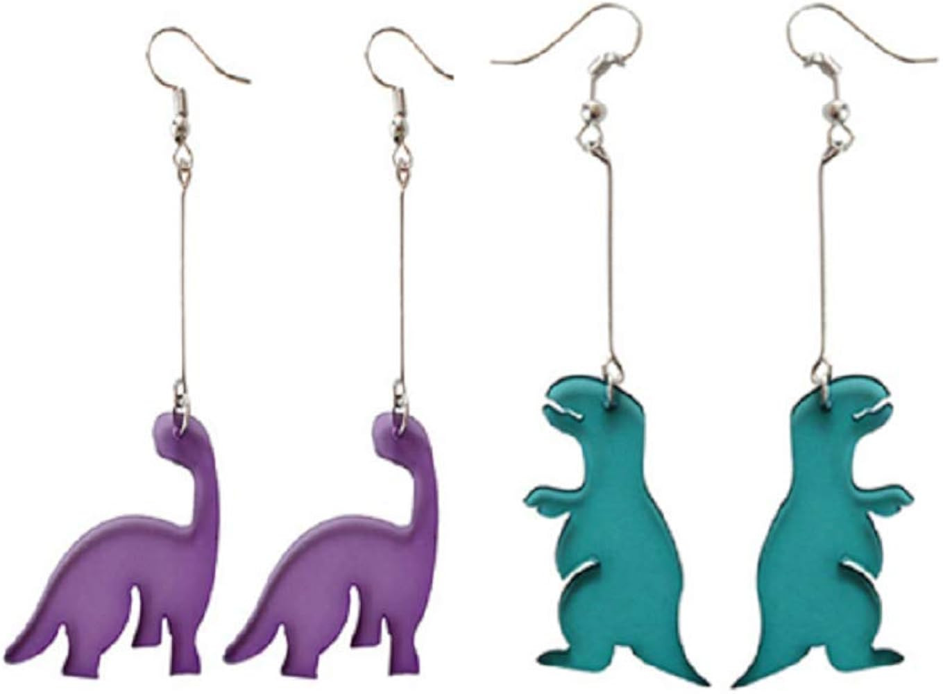 2 pairs Cute Dinosaur Drop Earrings Resin Funny Purple Dinosaur Acrylic Harajuku Earringsfor Wome... | Amazon (US)