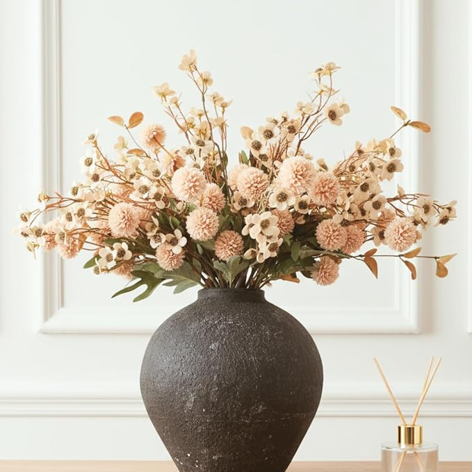 Beige Silk Flower Arrangements For Home Decor, Large Floral Centerpieces For Tables, Fake Mums + ... | Amazon (US)