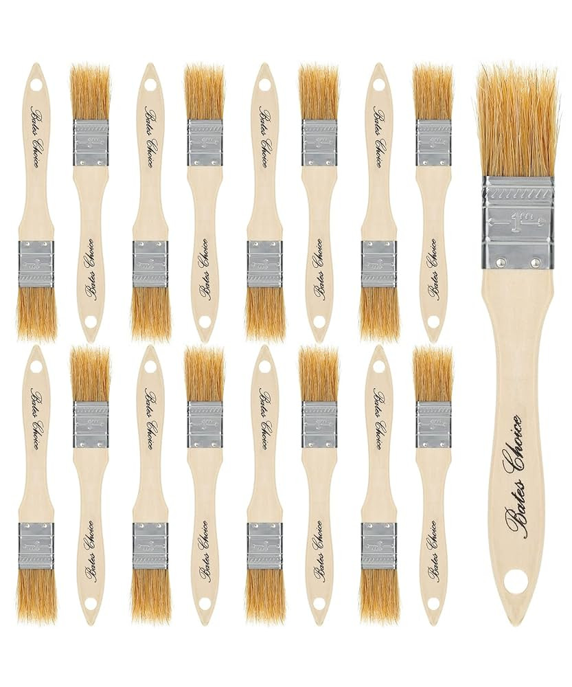 Bates 1-Inch Natural Bristle Paint Brushes - 16 Pack Set for Chip Painting, Wood Stain and Genera... | Amazon (US)