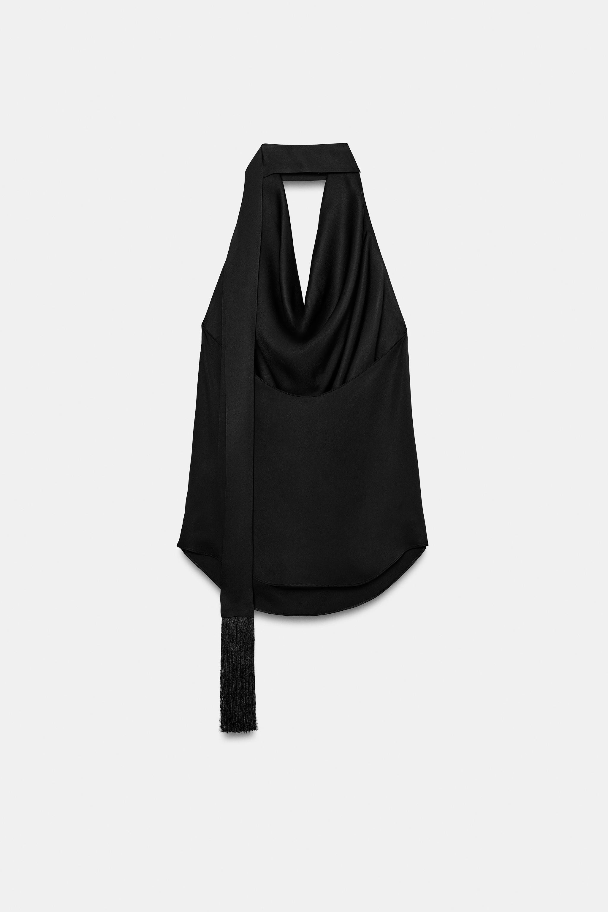 FRINGE SCARF HALTER TOP ZW COLLECTION | Zara US