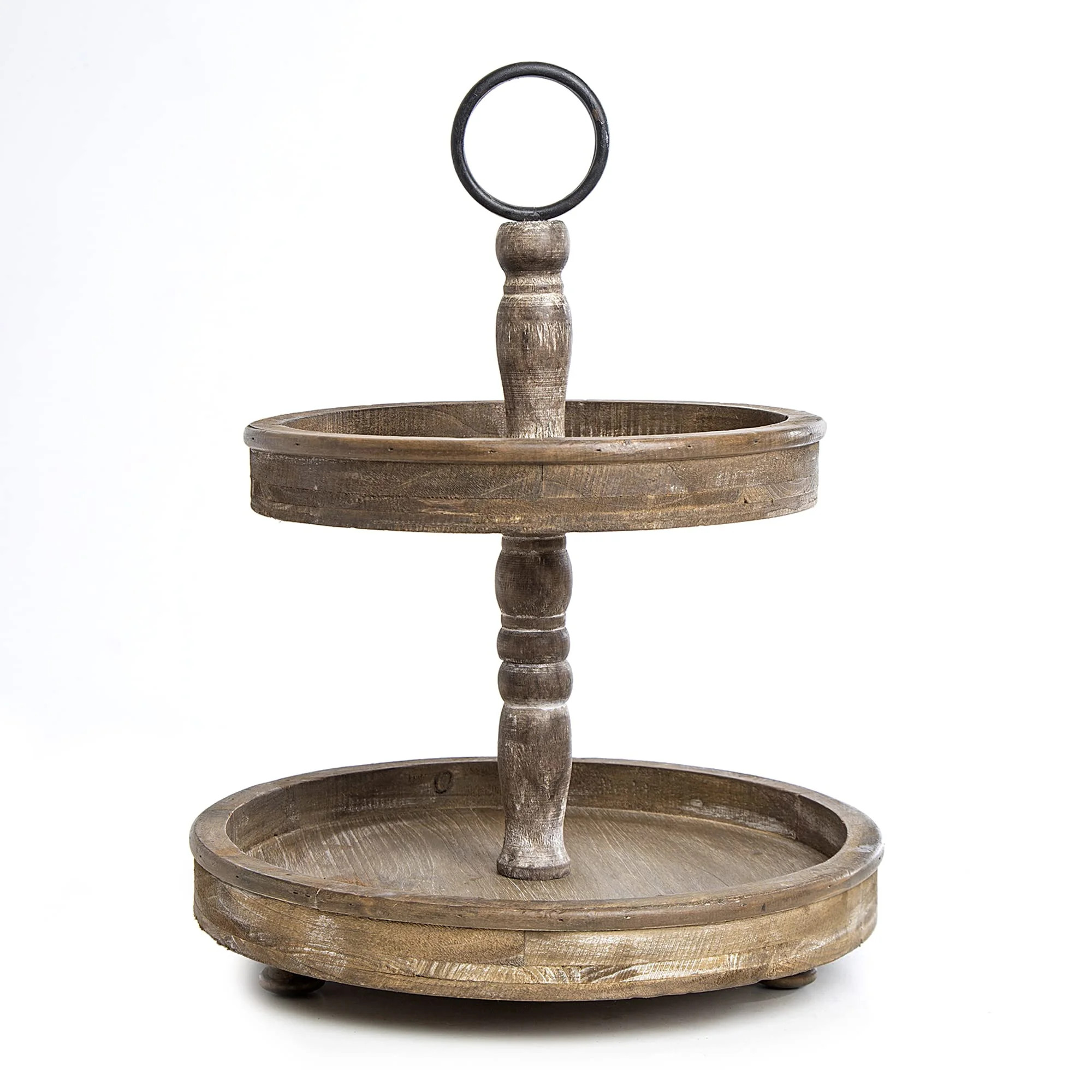 Hallocs 2 Tiered Wood Tray - Rustic Farmhouse Serving Stand for Food and Parties - Galvanized Kit... | Walmart (US)