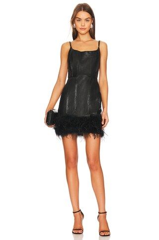 Line & Dot Lou Feather Dress in Black from Revolve.com | Revolve Clothing (Global)