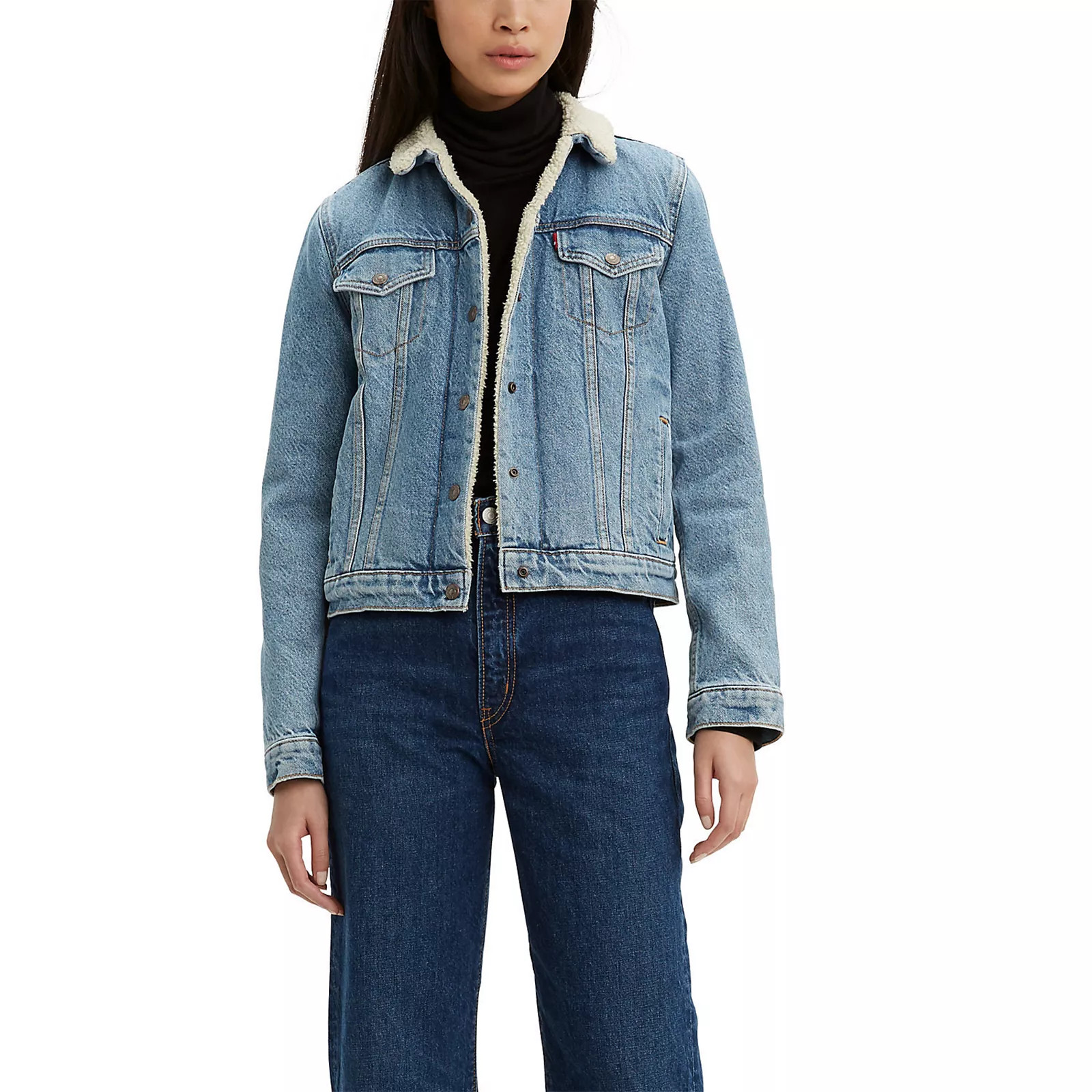 Women's Levi's Sherpa-Lined Trucker Jacket, Size: XS, Med Blue | Kohl's