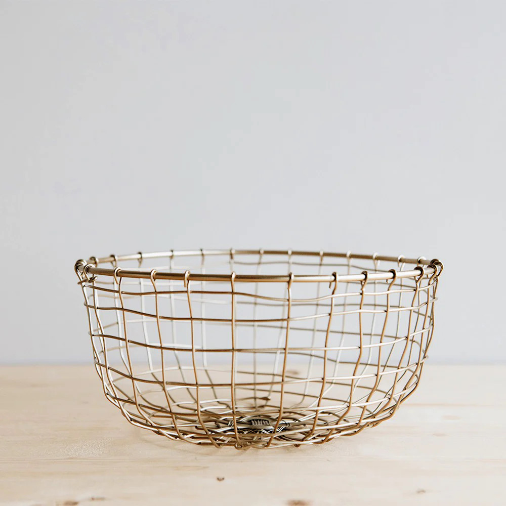 Short Round Brass Wire Basket | Roan Iris