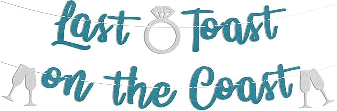 Last Toast On The Coast Banner -Coastal Bachelorette Party Decorations, Nautical Bridal Shower Pa... | Amazon (US)