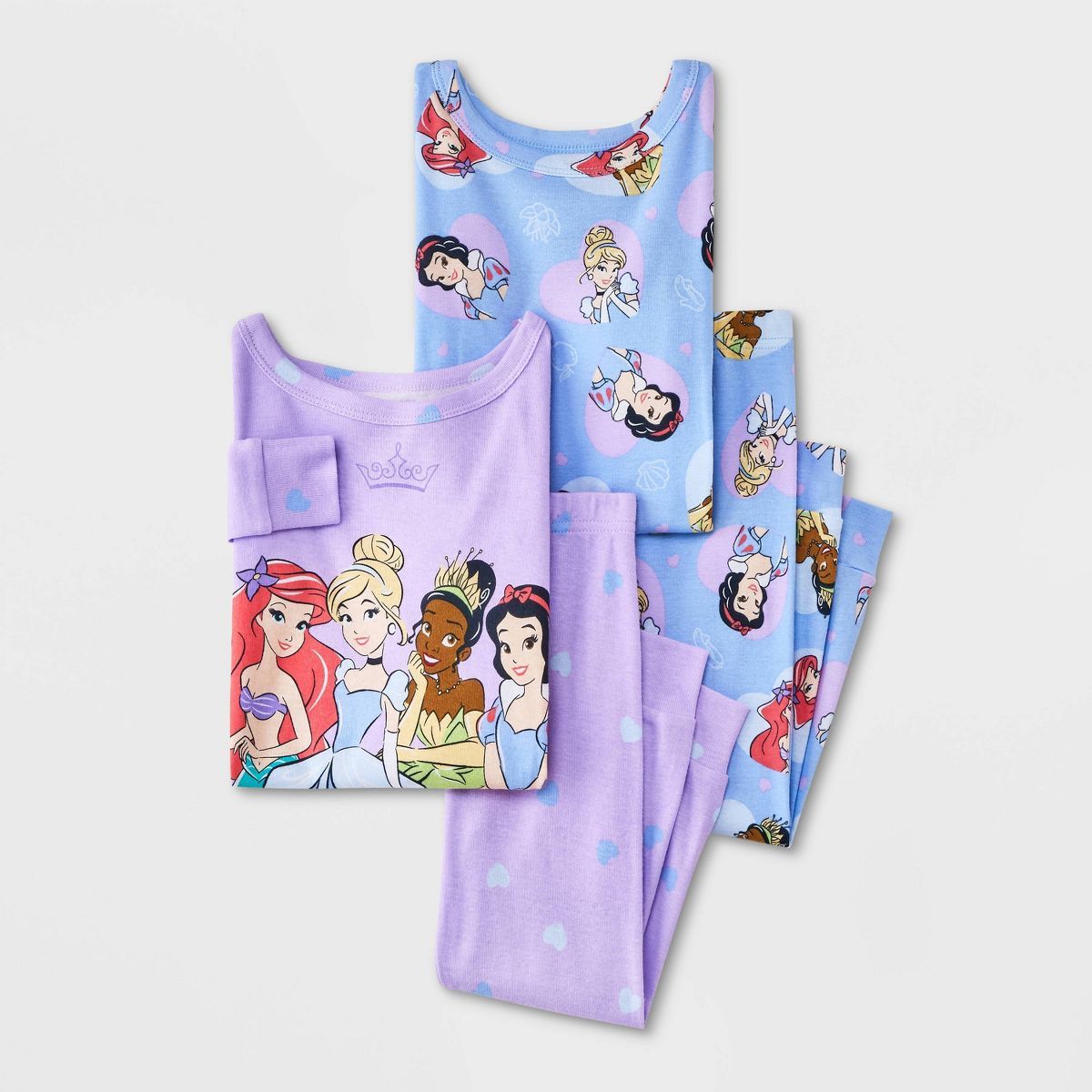 Toddler Girls' 4pc Snug Fit Disney Princess Cotton Pajama Set - Purple | Target